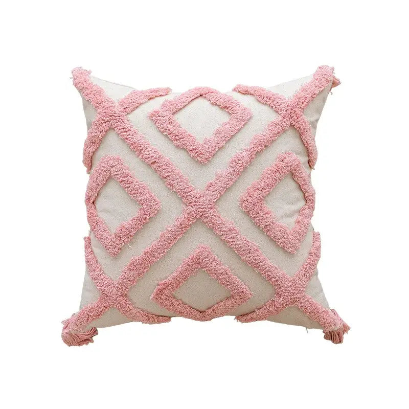 Pink White Embroidered Pillow