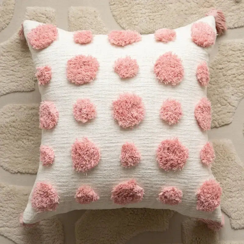 Pink White Embroidered Pillow