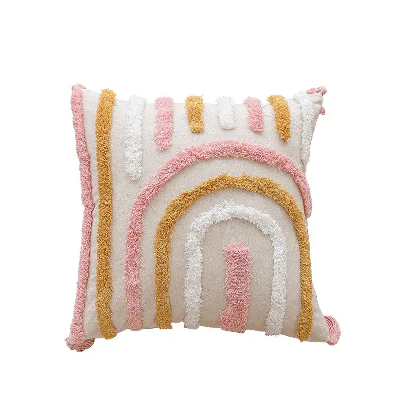 Pink White Embroidered Pillow