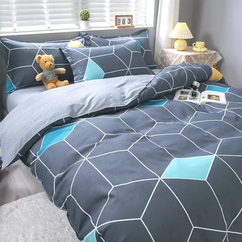 Pink White Gingham Quilt Set