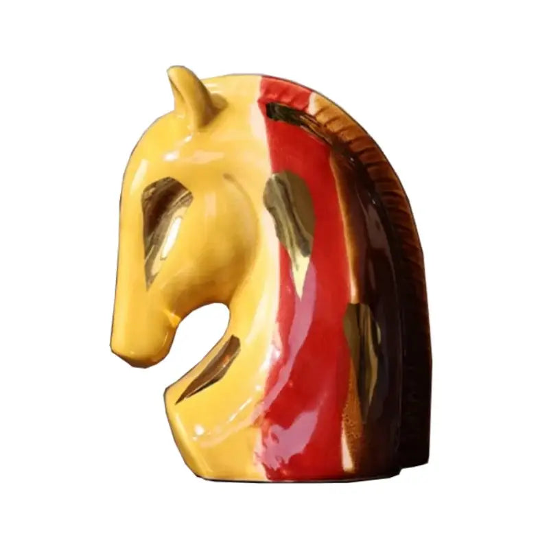 Red Ceramic Horse Vase