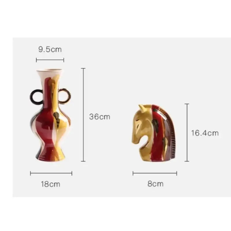 Red Ceramic Horse Vase