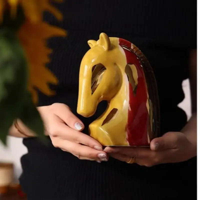 Red Ceramic Horse Vase