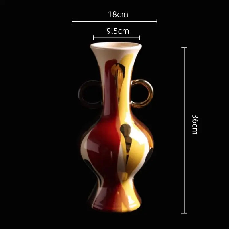 Red Ceramic Horse Vase