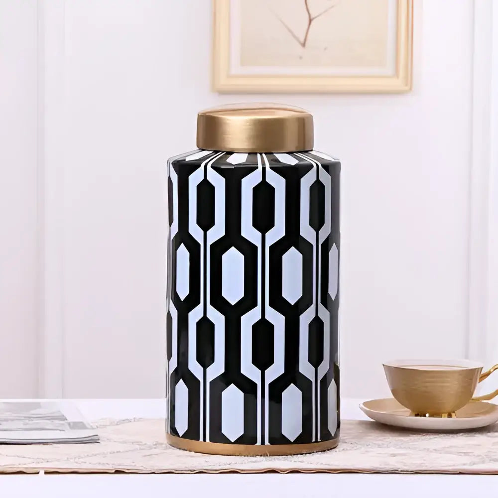 Black White Ceramic Jar