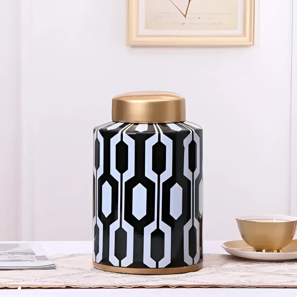 Black White Ceramic Jar