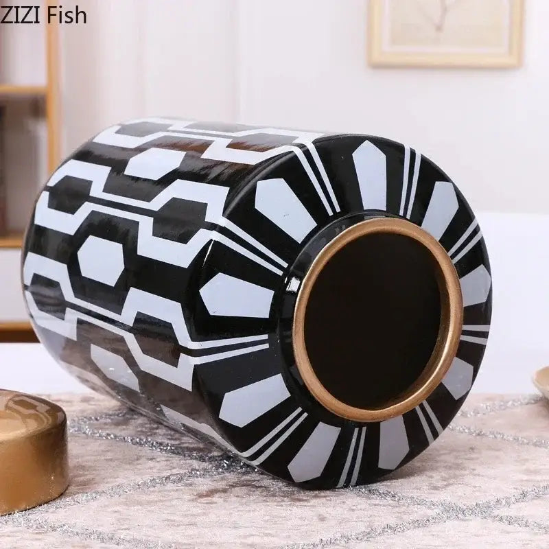 Black White Ceramic Jar