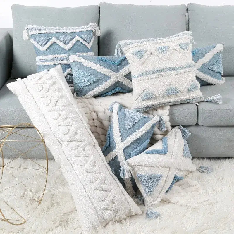 Light Blue Star Pillow Covers