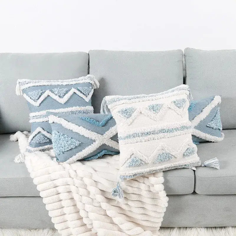 Light Blue Star Pillow Covers