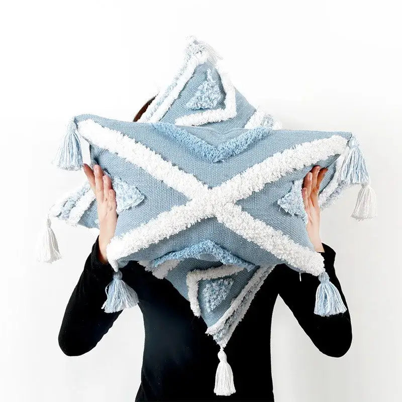 Light Blue Star Pillow Covers