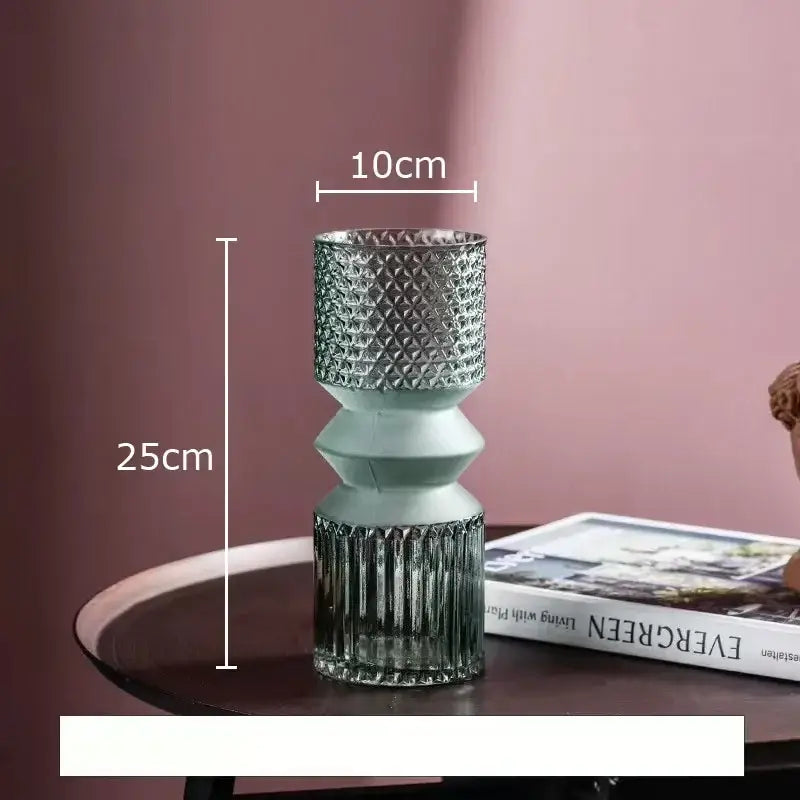 Teal Green Glass Vase Set