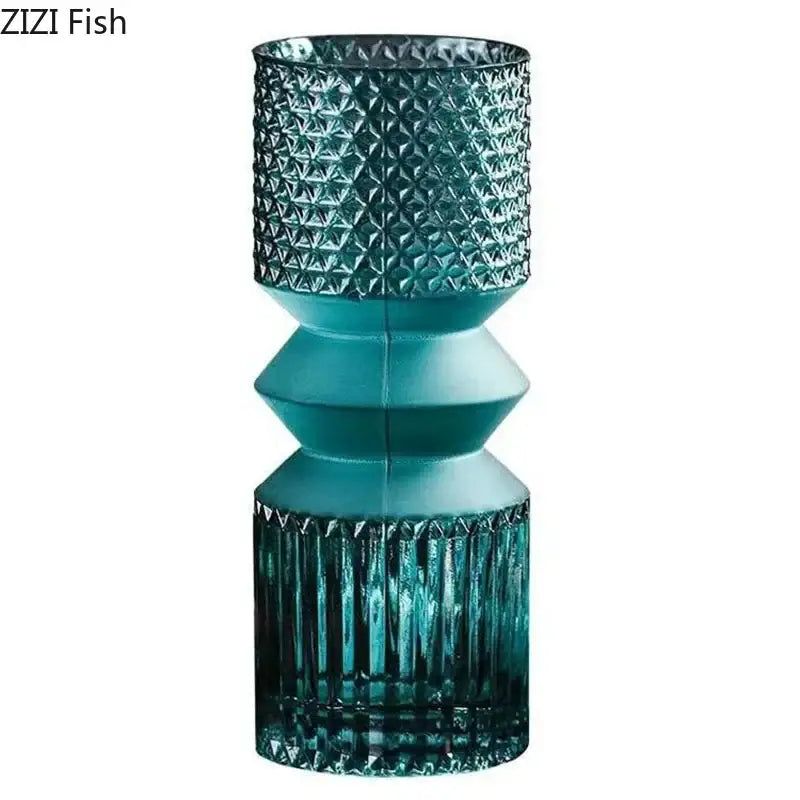 Teal Green Glass Vase Set