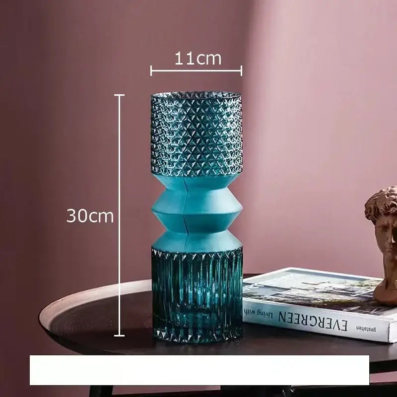Teal Green Glass Vase Set