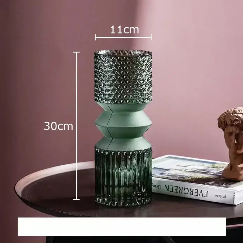 Teal Green Glass Vase Set