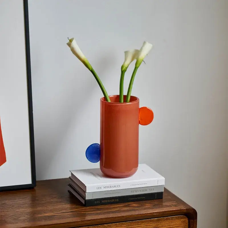 Terracotta Blue Ceramic Vase