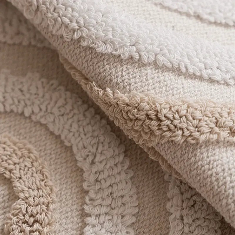 Beige Cream Tassel Cushion Cover