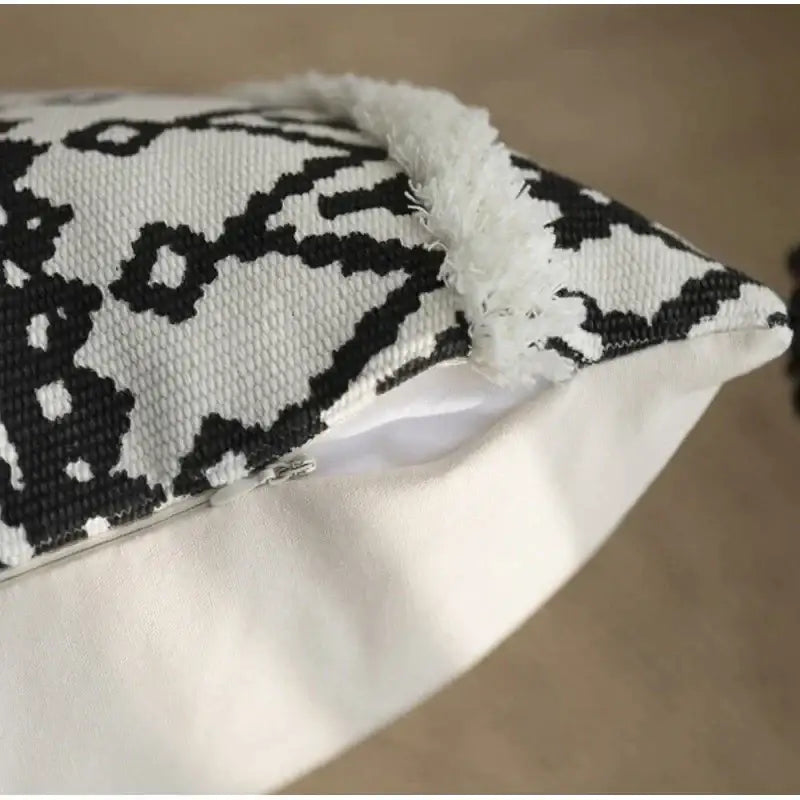 Black White Moroccan Cushion Cover