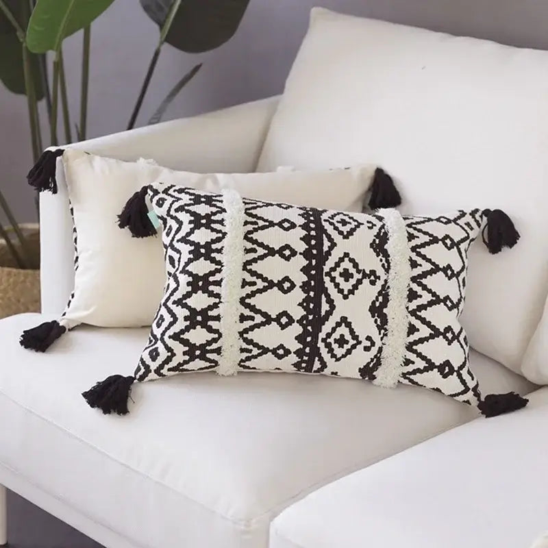 Black White Moroccan Cushion Cover