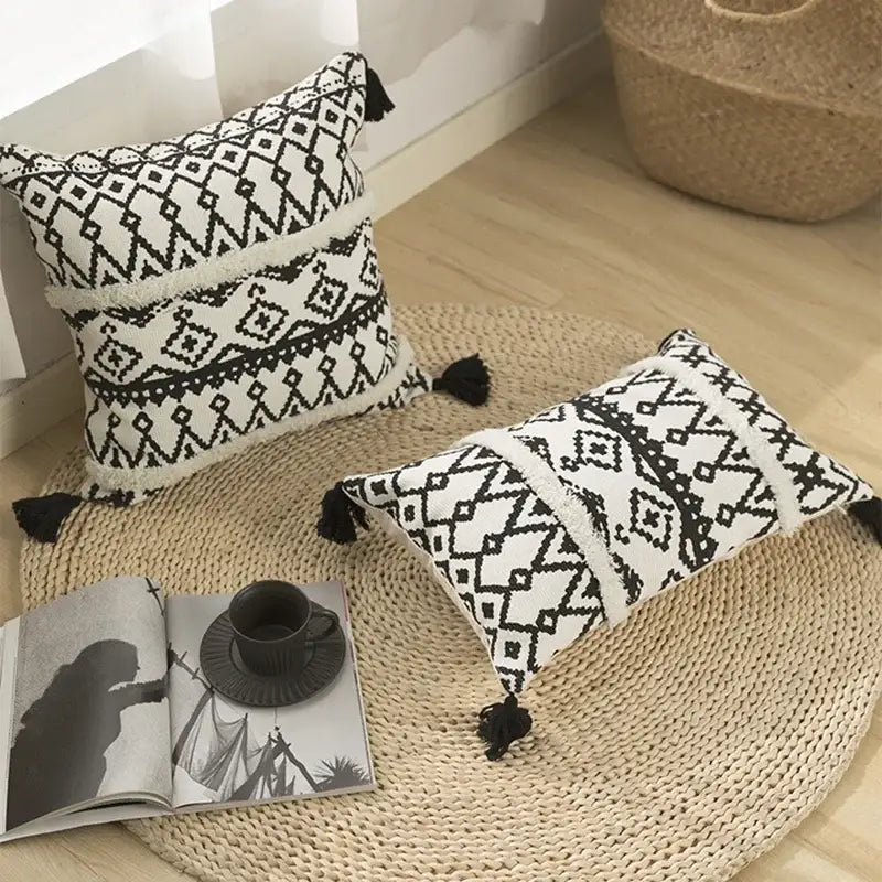 Black White Moroccan Cushion Cover