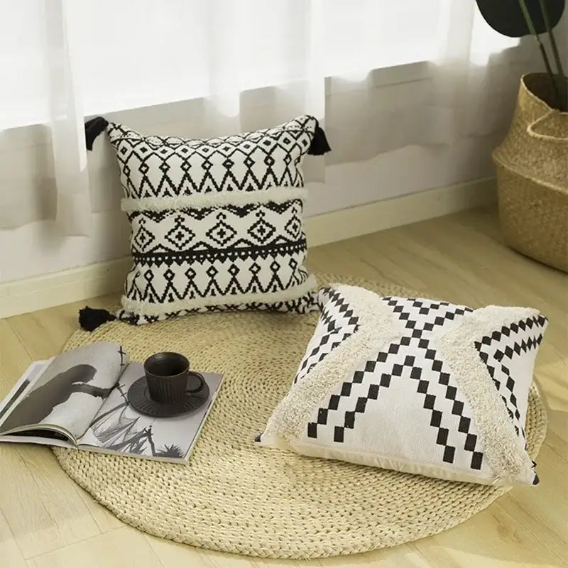 Black White Moroccan Cushion Cover