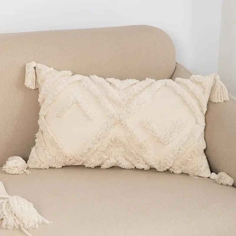 Cream Fringed Cushion Cover