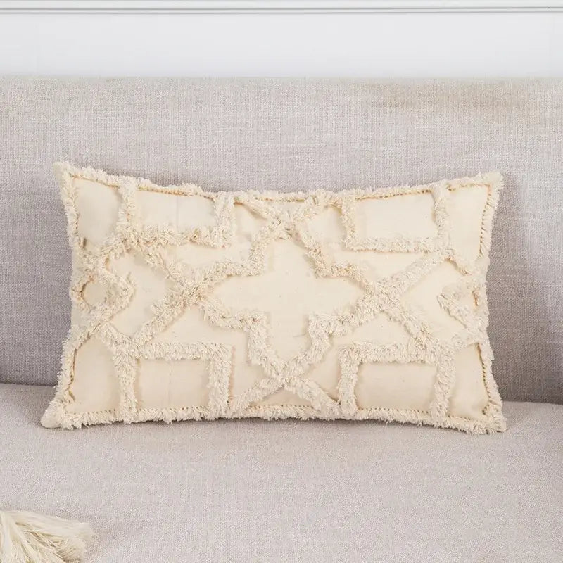 Cream Fringed Cushion Cover