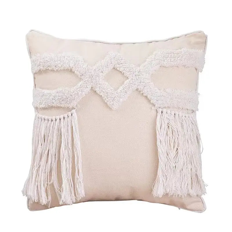 Beige Gray Geometric Cushion