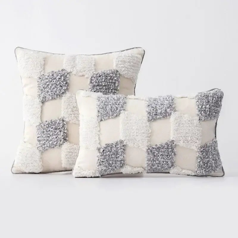 Beige Gray Geometric Cushion
