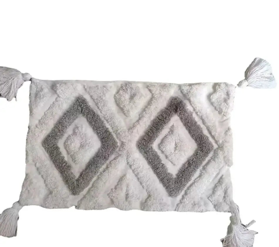 Beige Gray Geometric Cushion