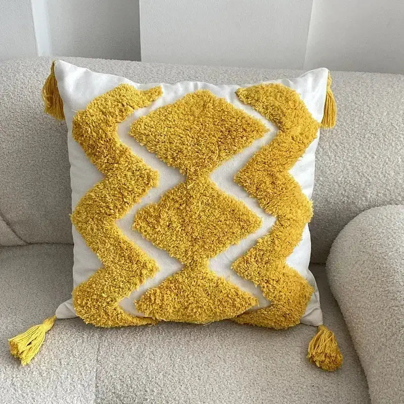 Beige Gray Geometric Cushion