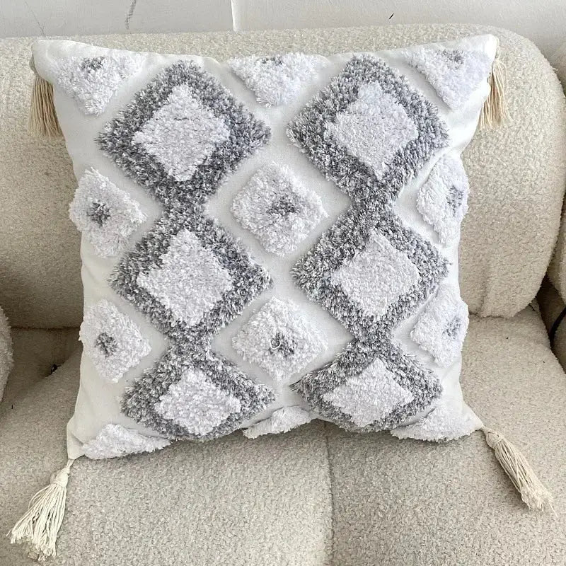 Beige Gray Geometric Cushion