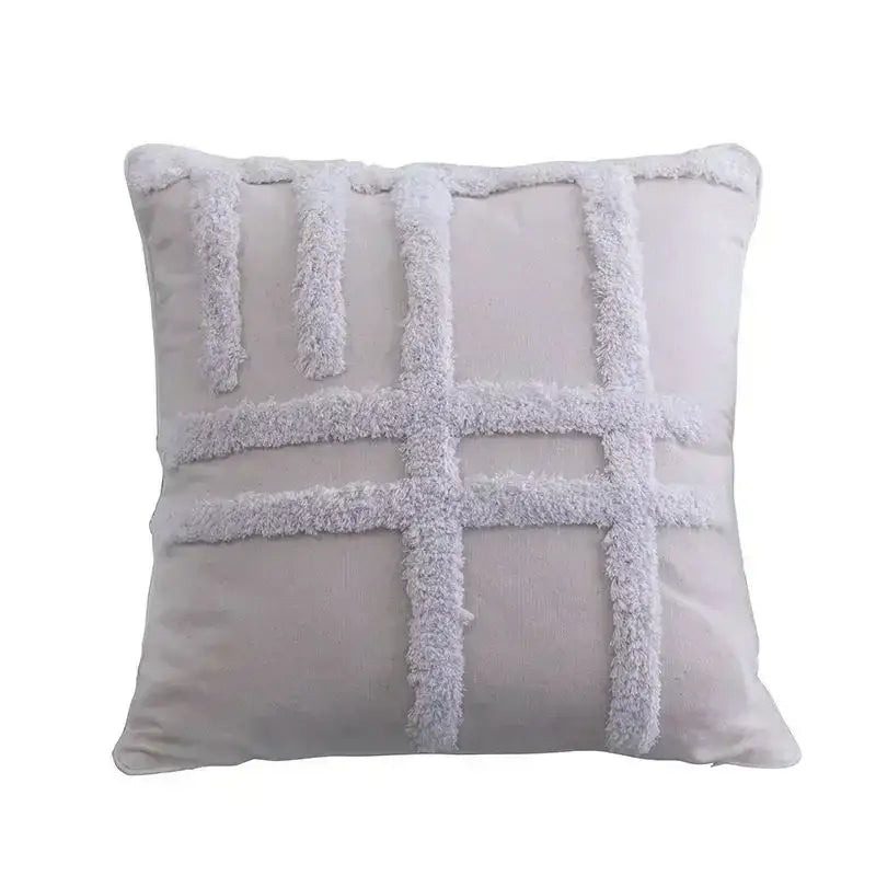Beige Gray Geometric Cushion