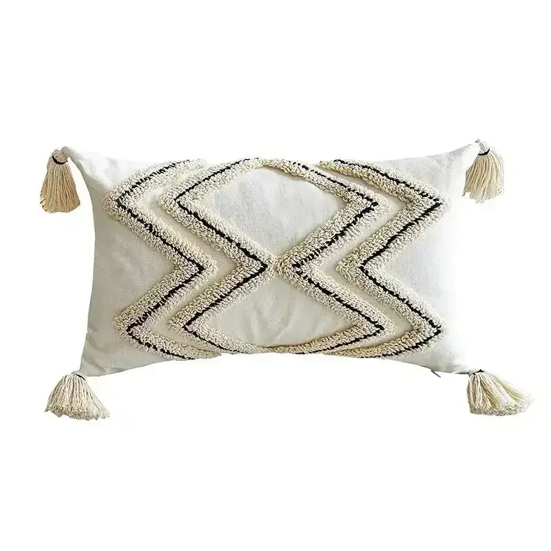 Beige Gray Geometric Cushion