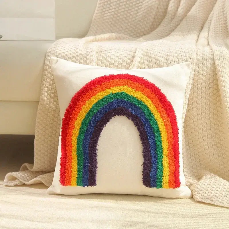 Beige Gray Tassel Cushion