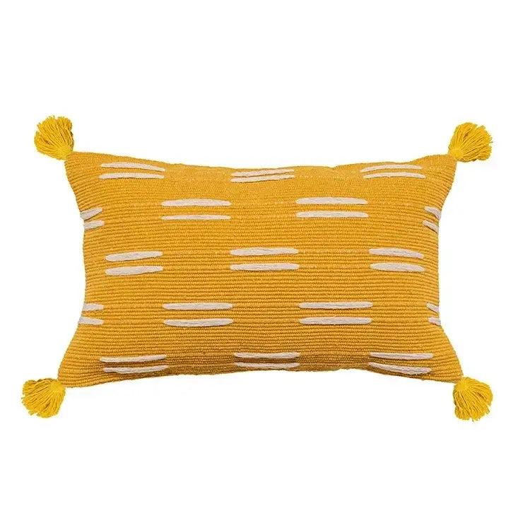 Beige Gray Tassel Cushion