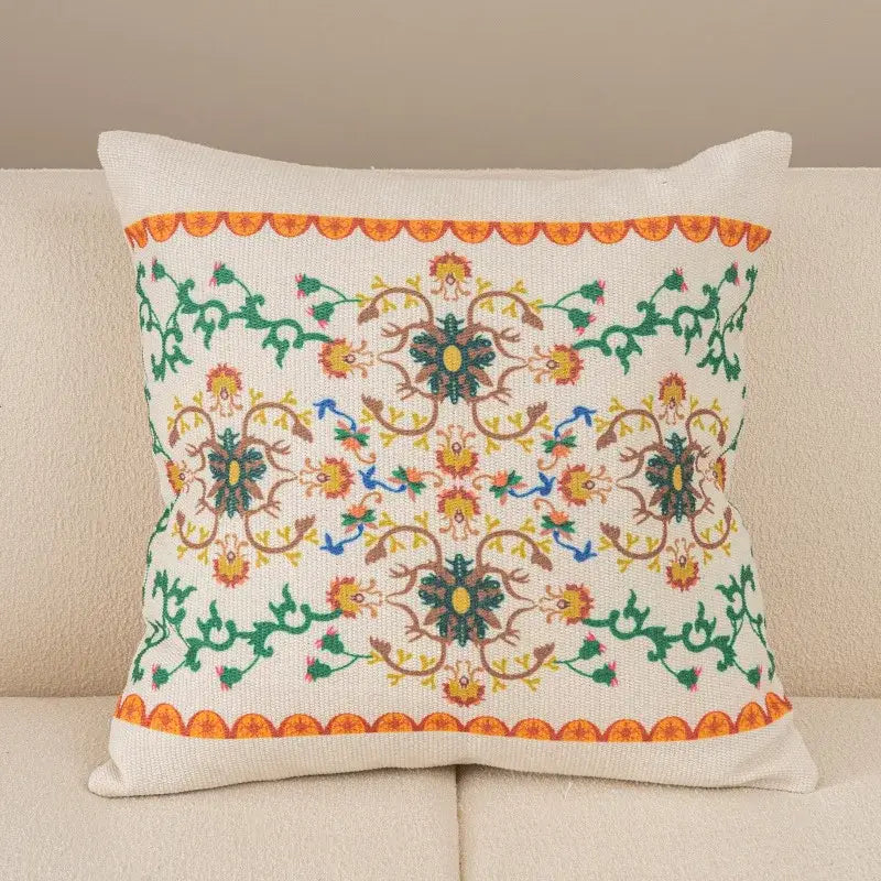 Beige Gray Tassel Cushion