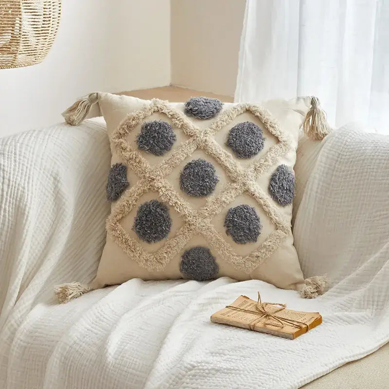 Beige Gray Geometric Cushion