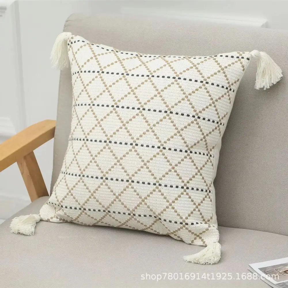 Beige Gray Geometric Cushion