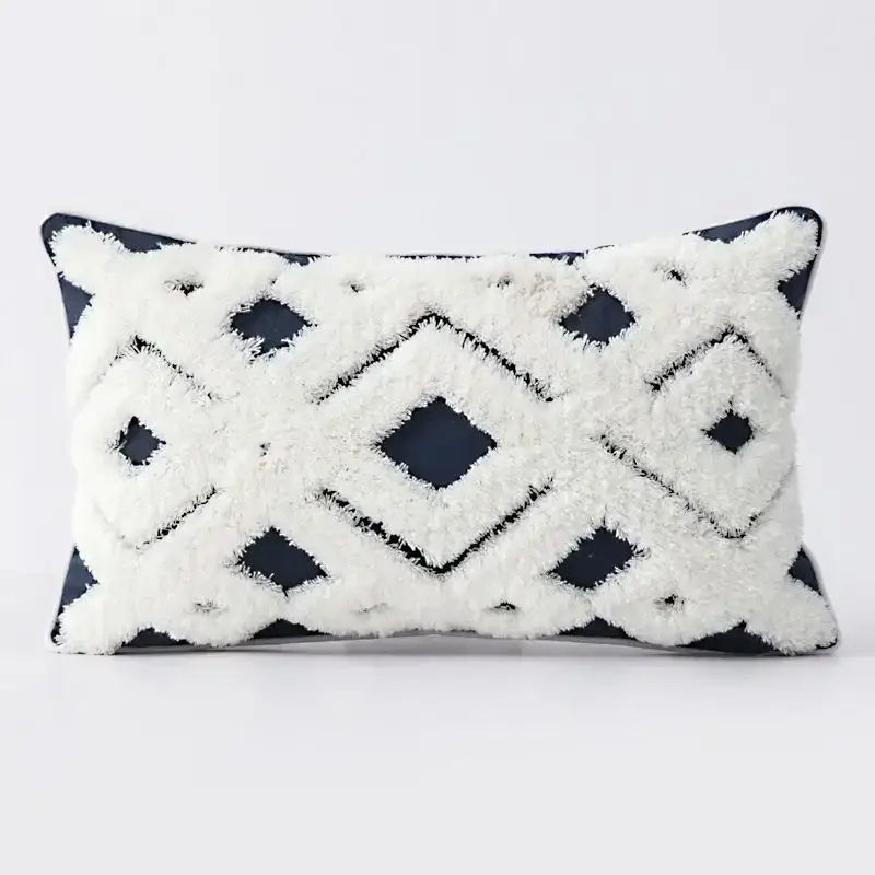 Beige Gray Tassel Cushion