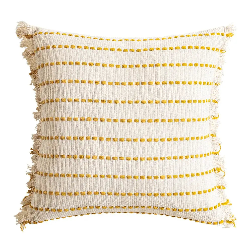 Yellow Crochet Tassel Cushion