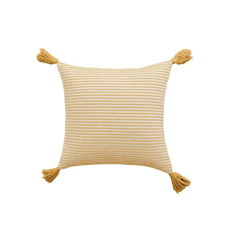 Yellow Crochet Tassel Cushion
