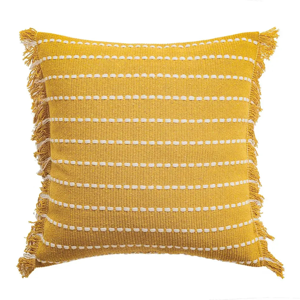 Yellow Crochet Tassel Cushion
