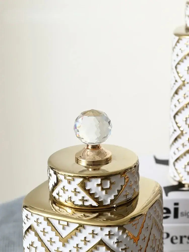 White Gold Relief Jar