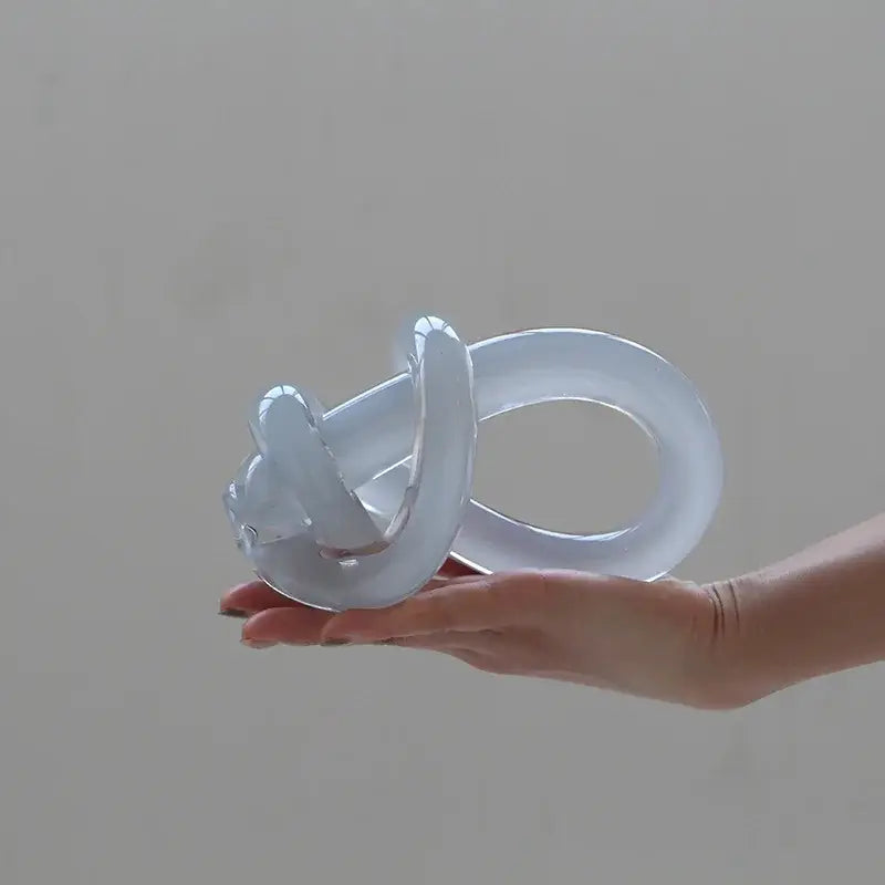 White Glass Knot Sculpture