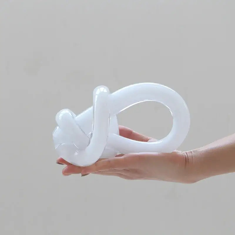 White Glass Knot Sculpture