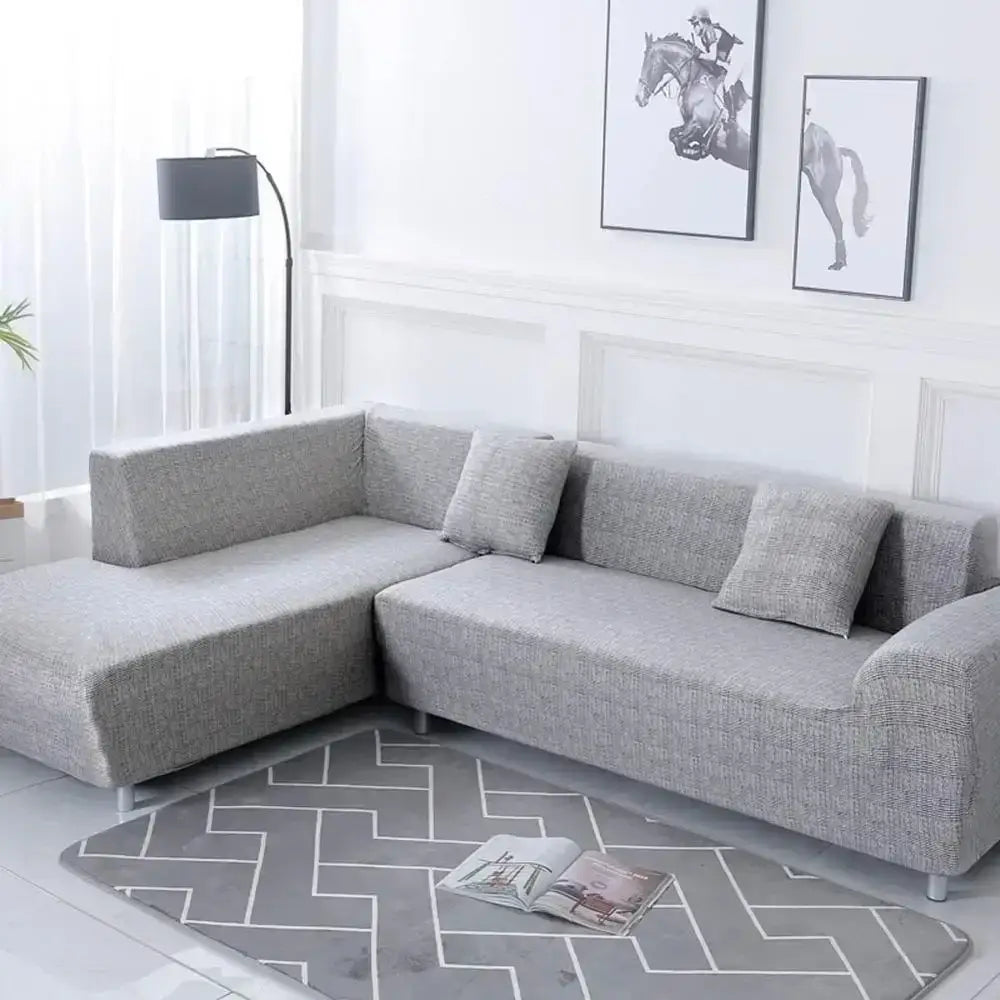 Yellow Gray Stretch Sofa Cover