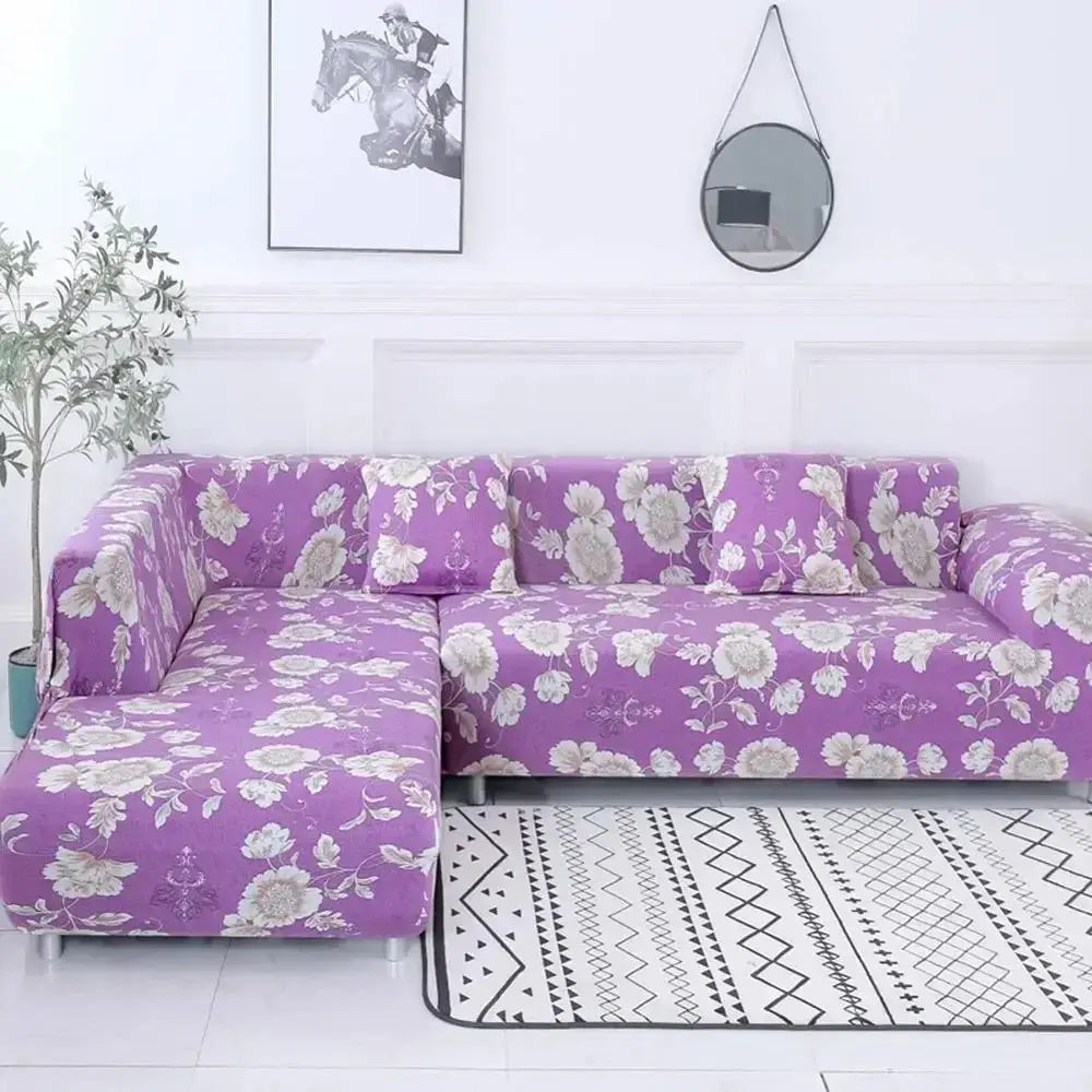 Yellow Gray Stretch Sofa Cover