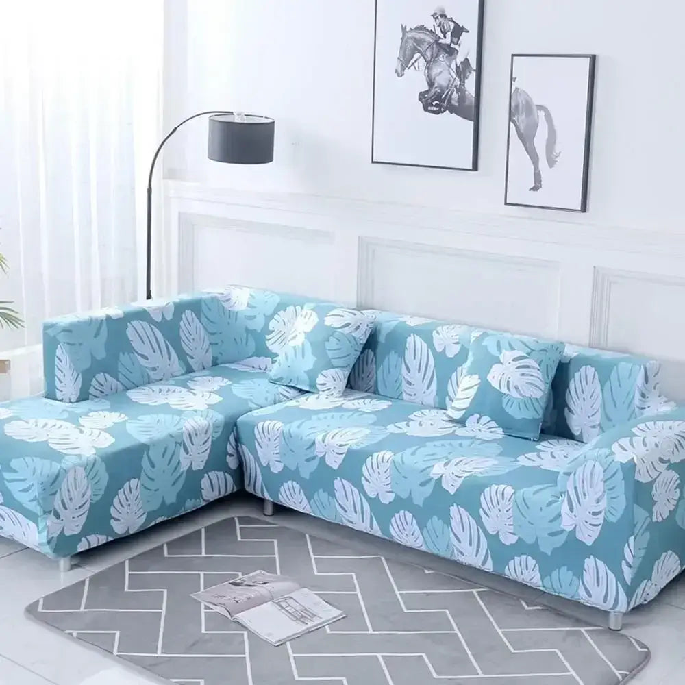 Yellow Gray Stretch Sofa Cover