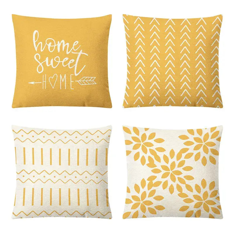 Yellow Linen Pillow Cover Set