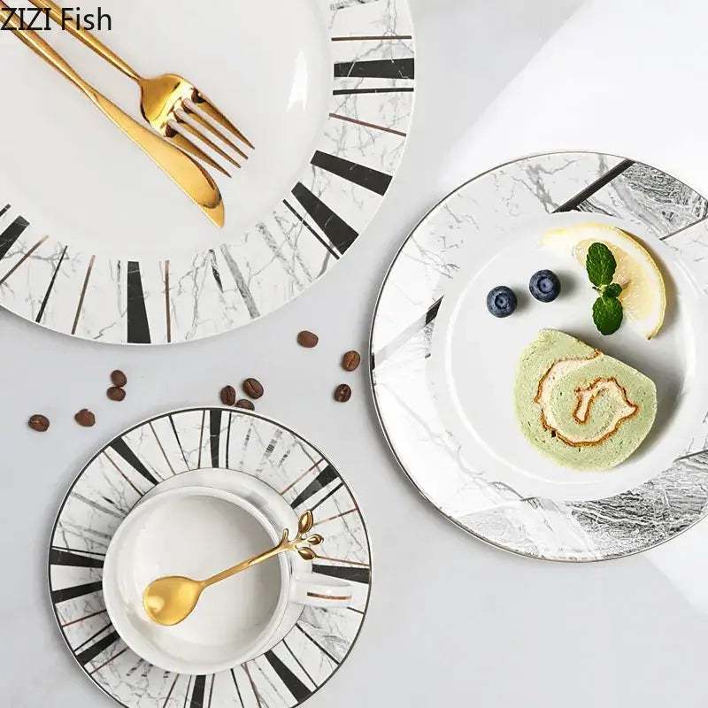 Gilded Marble Ceramic Set
